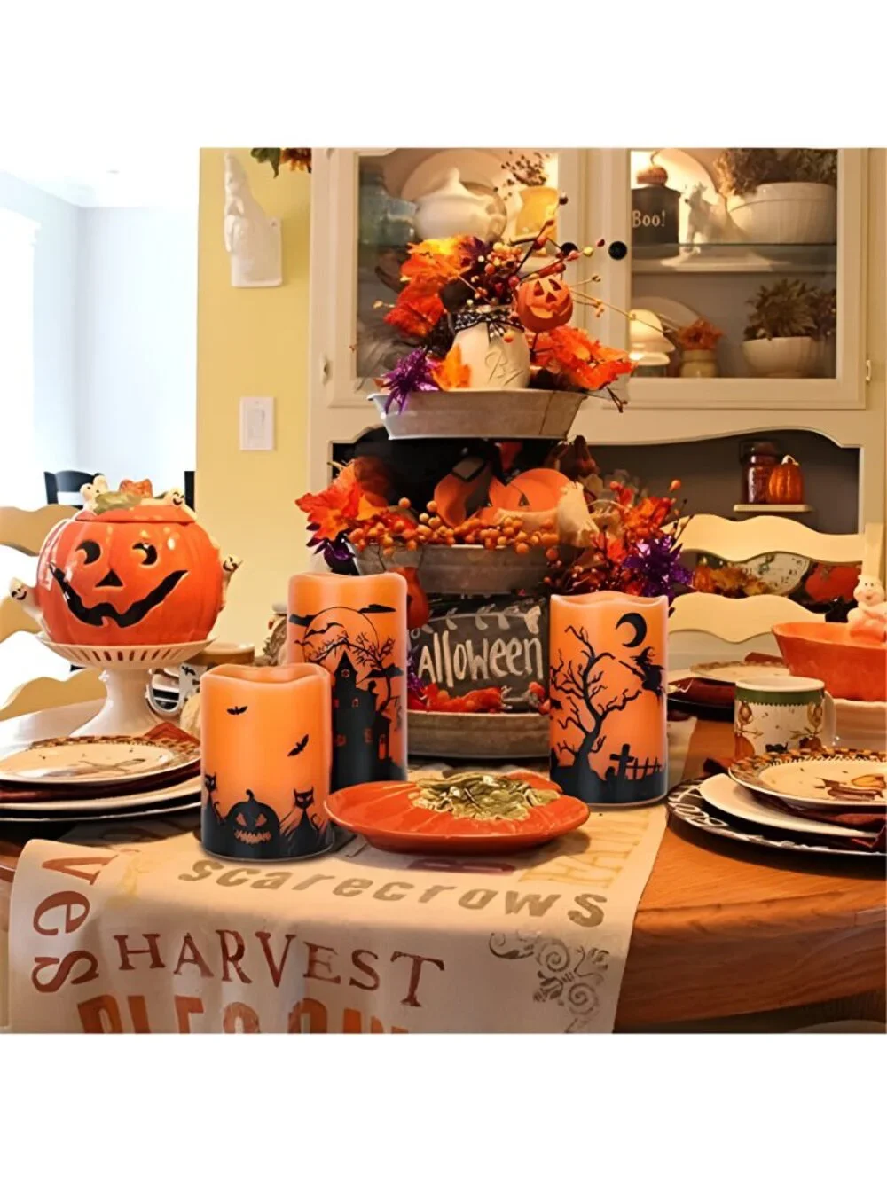 Wondise Halloween Flickering Flameless Candles with 6 Hour Timer, Battery